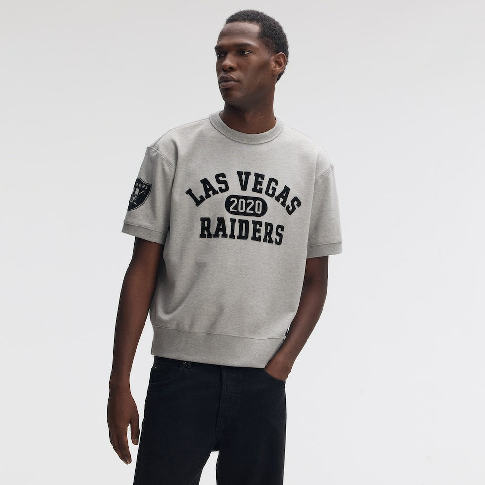 Las Vegas Raiders IconicFleece Short Sleeve Sweatshirt Heather Gray