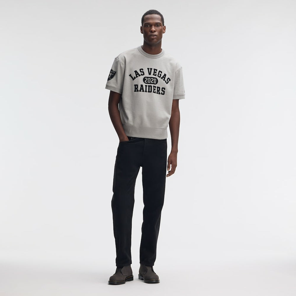 Las Vegas Raiders IconicFleece Short Sleeve Sweatshirt Heather Gray