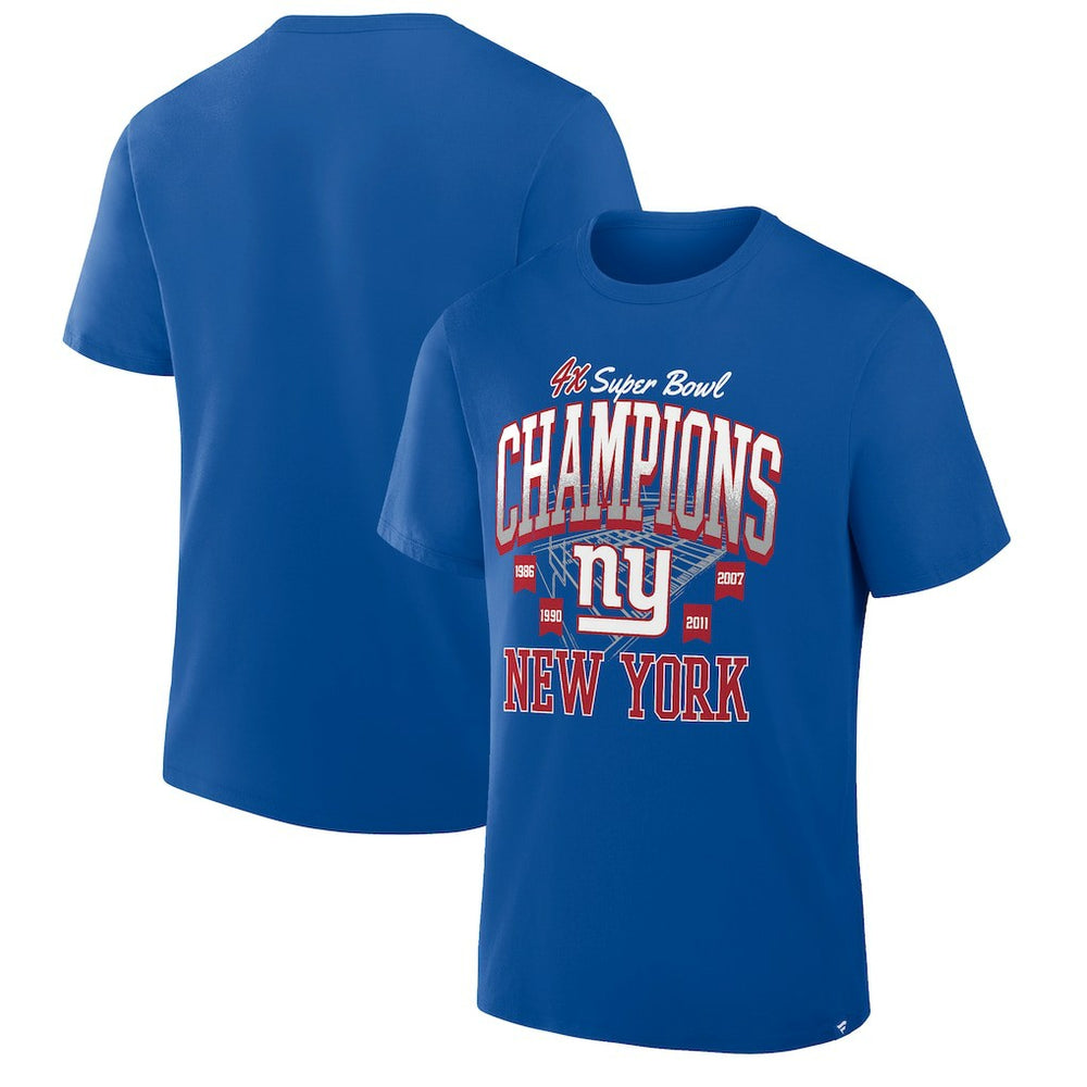 New York Giants 4x Super Bowl Champions T-Shirt Royal