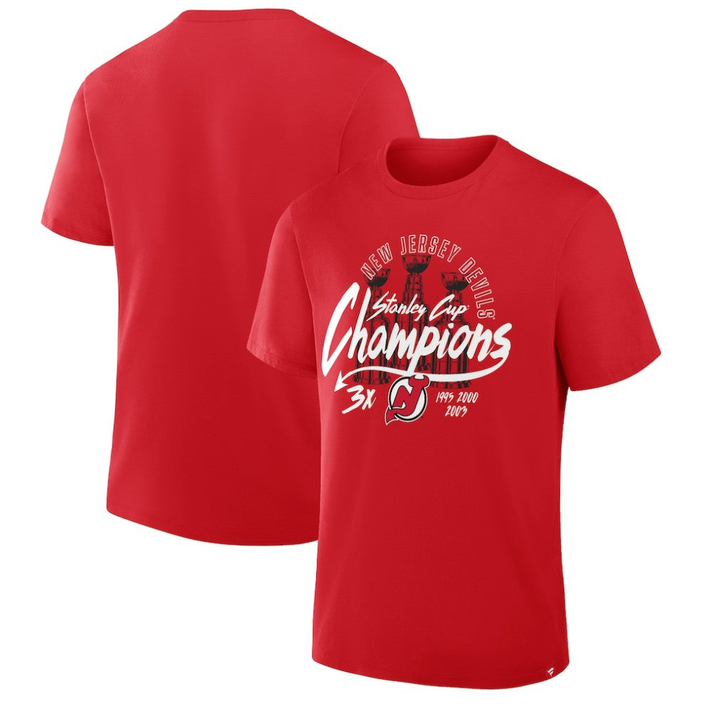 NHL New Jersey Devils Fanatics 3x Stanley Cup Champions T-Shirt - Red
