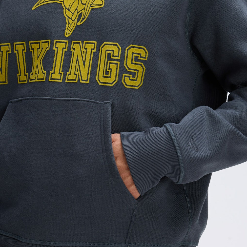 Minnesota Vikings IconicFleece Flocked Hoodie Charcoal