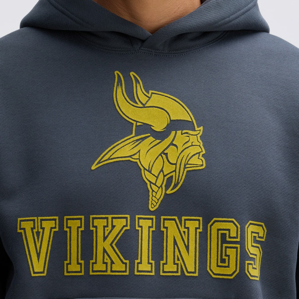 Minnesota Vikings IconicFleece Flocked Hoodie Charcoal