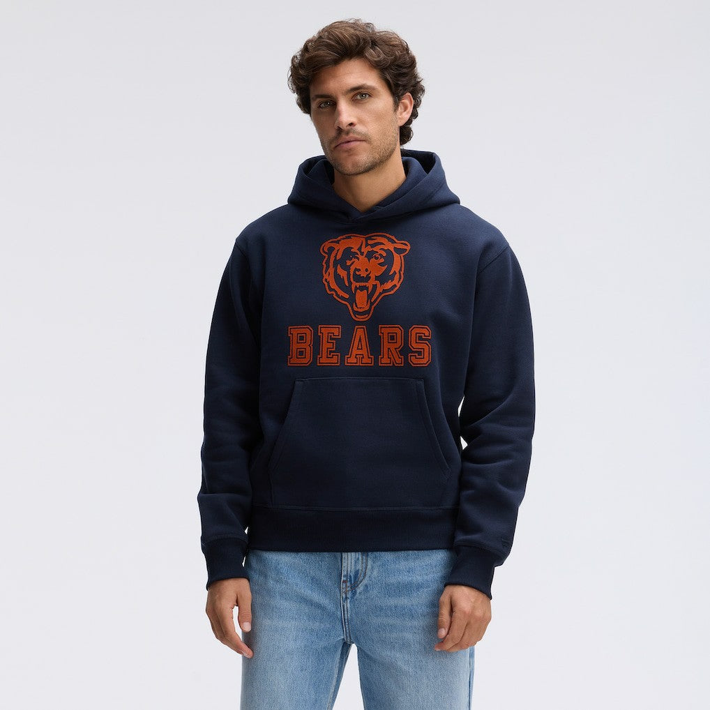 Chicago Bears IconicFleece Flocked Hoodie Navy
