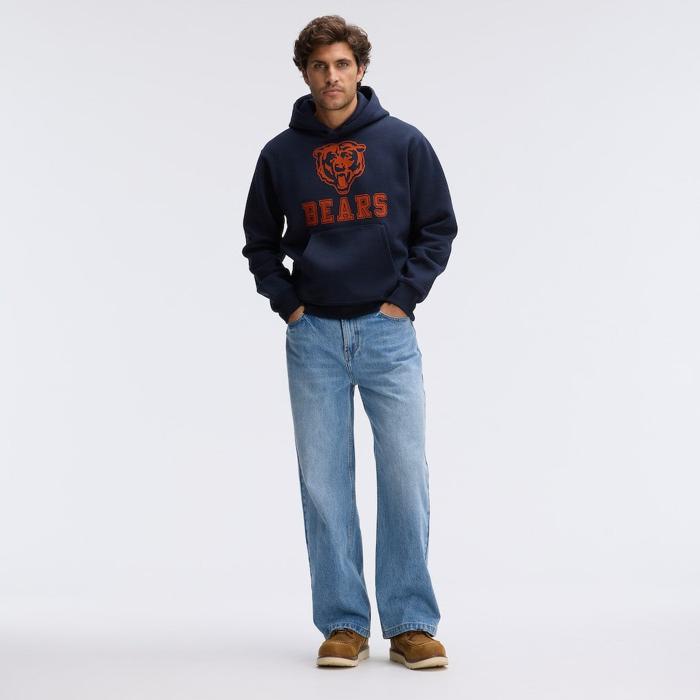 Chicago Bears IconicFleece Flocked Hoodie Navy