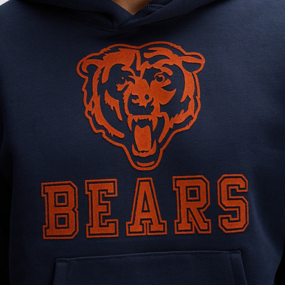 Chicago Bears IconicFleece Flocked Hoodie Navy