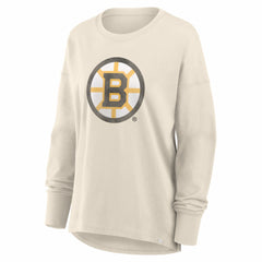 NHL Boston Bruins Fanatics Women's Distressed Logo Long Sleeve T-Shirt - Cream