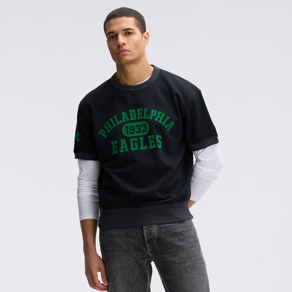 Philadelphia Eagles IconicFleece Short Sleeve Sweatshirt Black