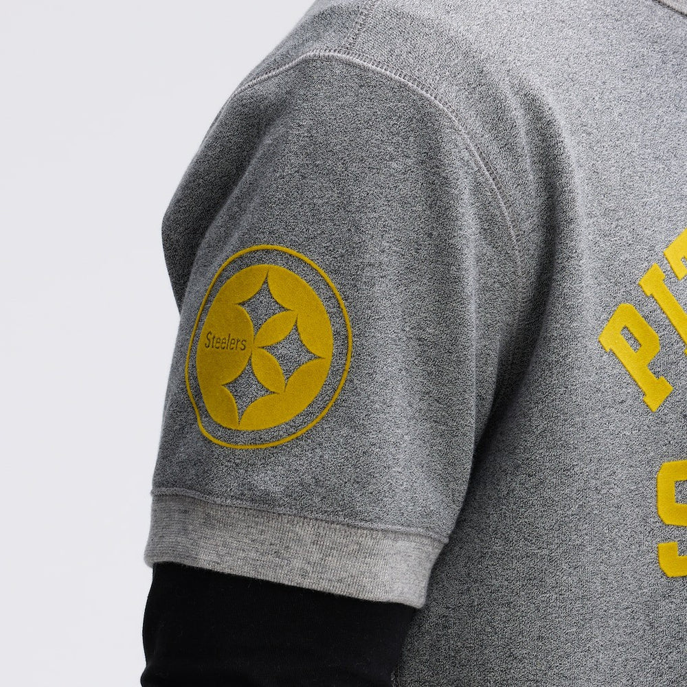 Pittsburgh Steelers IconicFleece Short Sleeve Sweatshirt Athletic Heather Gray
