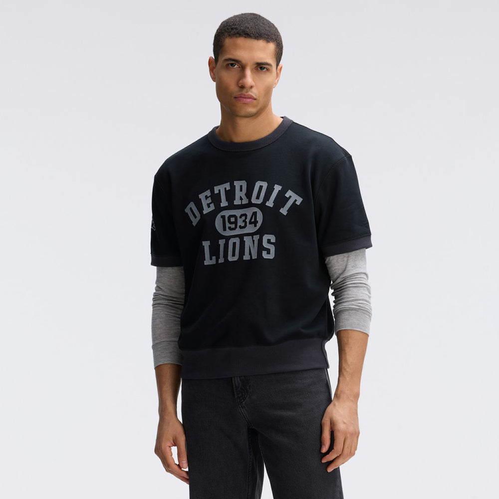 Detroit Lions IconicFleece Short Sleeve Sweatshirt Black