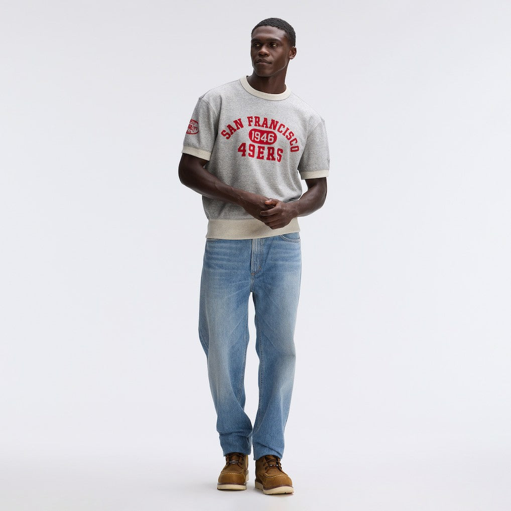 San Francisco 49ers IconicFleece Short Sleeve Sweatshirt Heather Gray