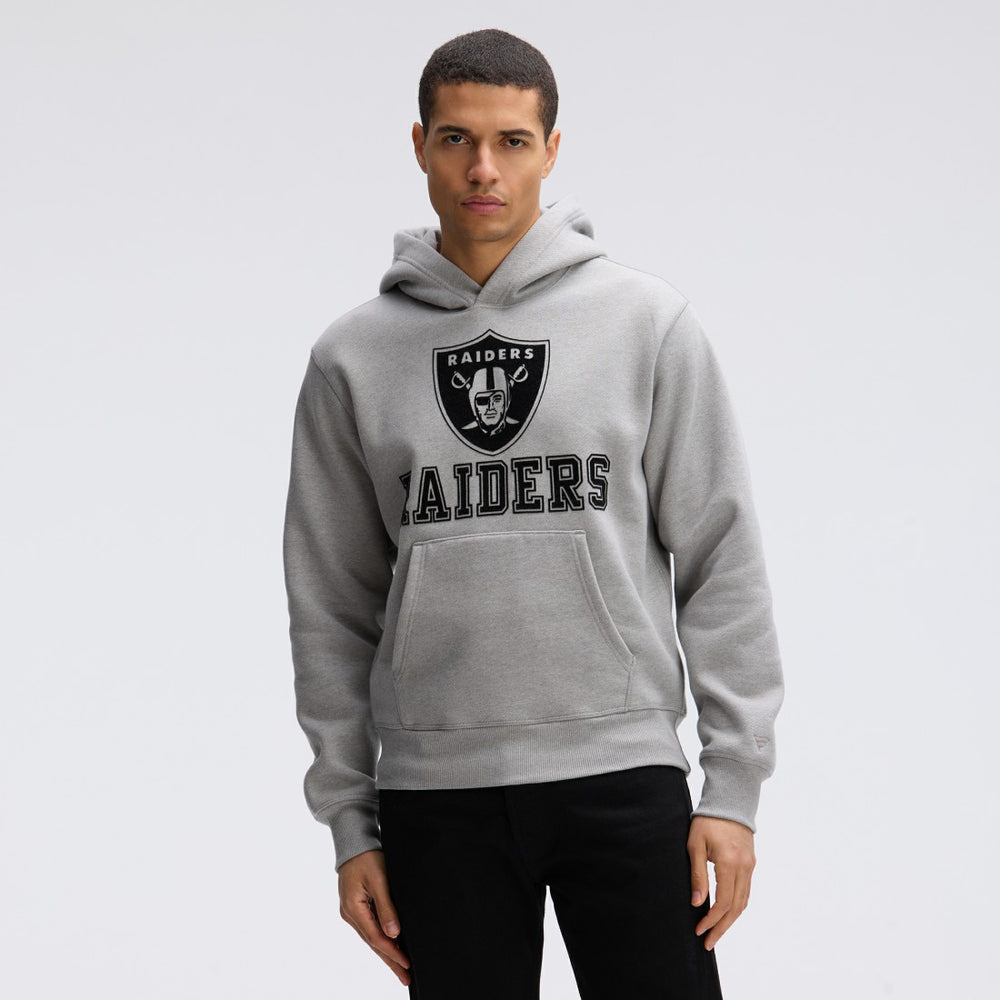 Las Vegas Raiders IconicFleece Flocked Hoodie Heather Gray
