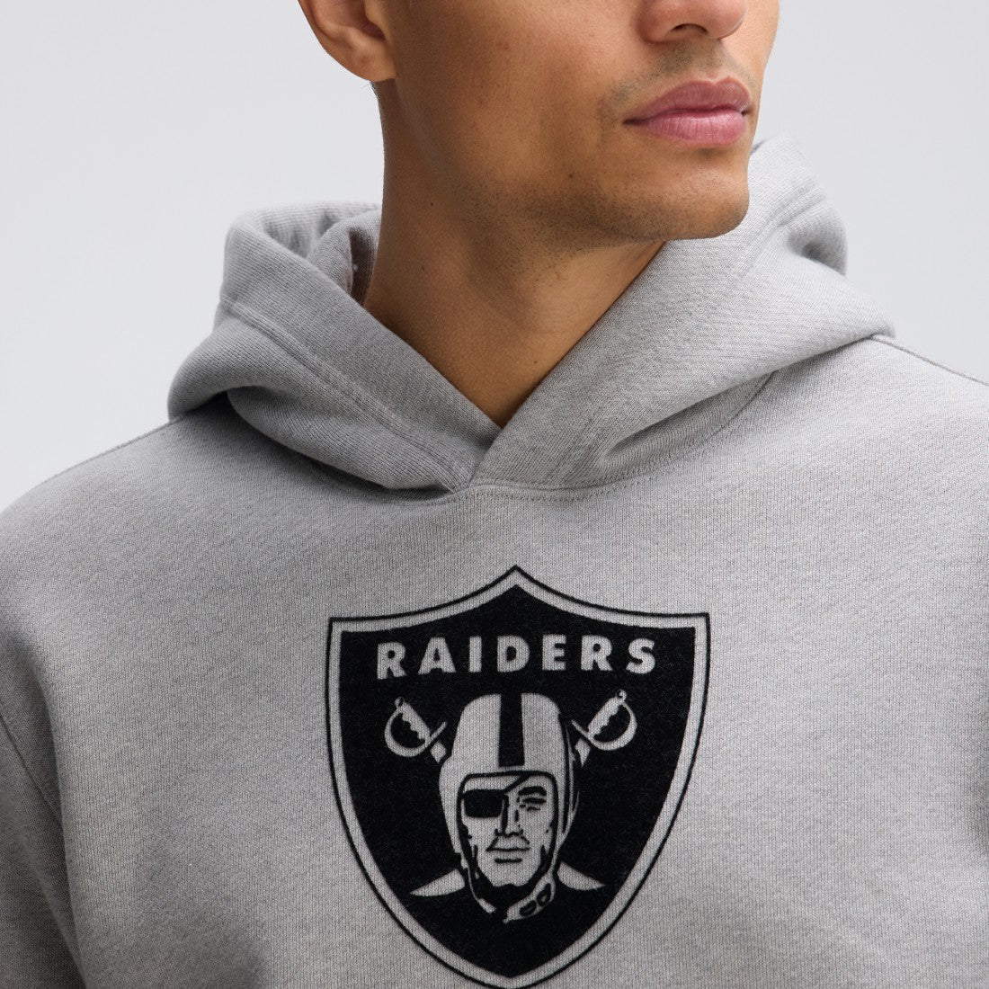 Las Vegas Raiders IconicFleece Flocked Hoodie Heather Gray