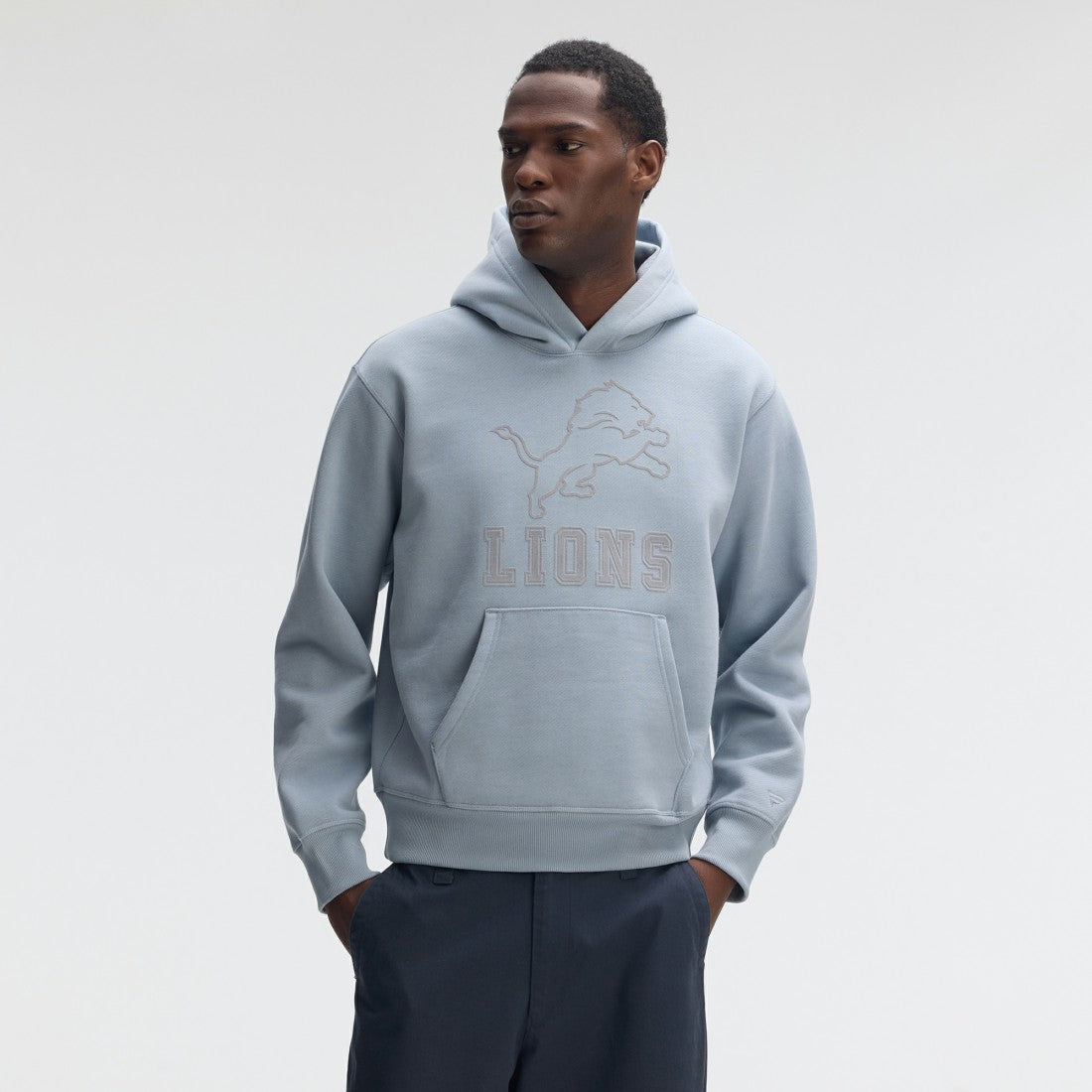 Detroit Lions IconicFleece Flocked Hoodie Light Blue