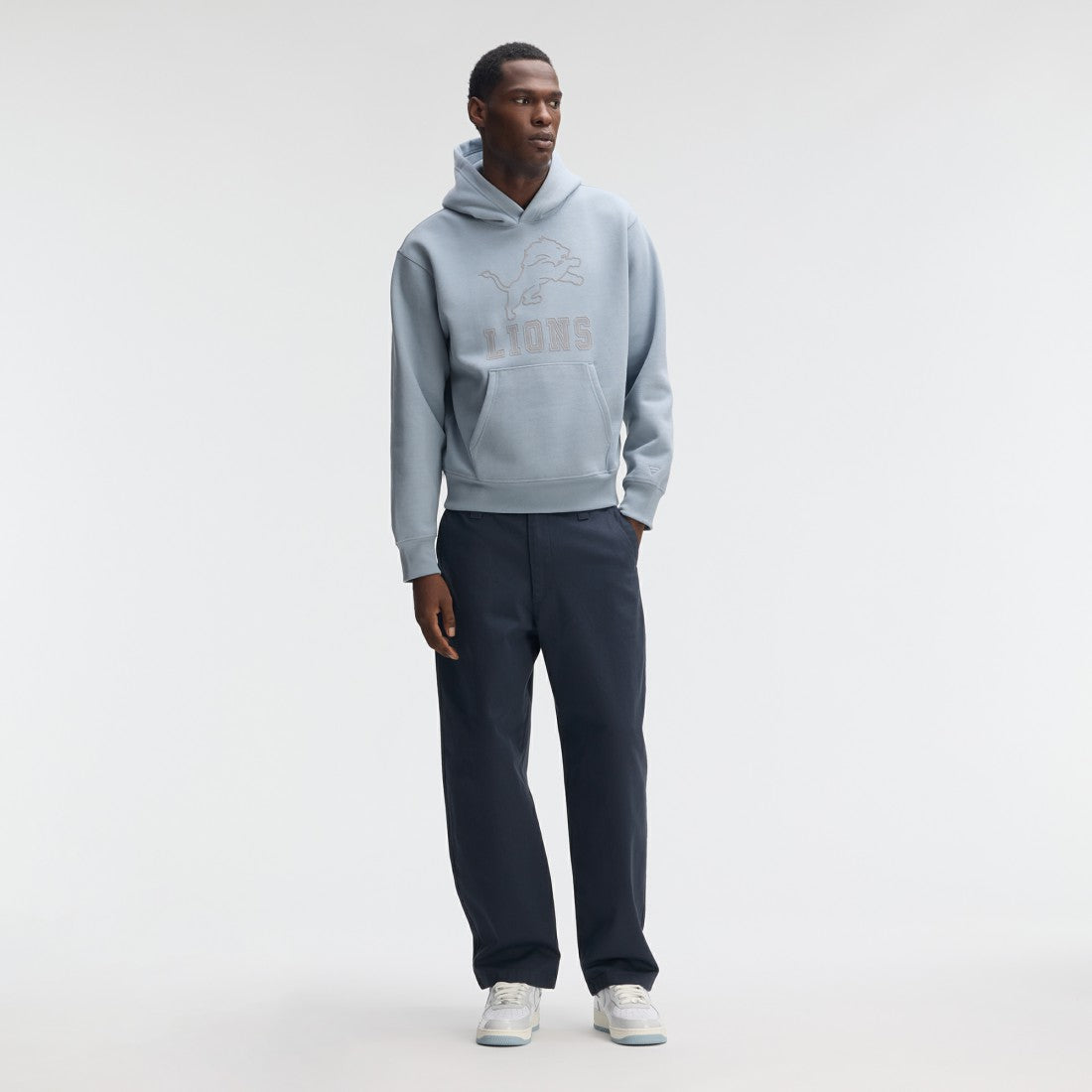 Detroit Lions IconicFleece Flocked Hoodie Light Blue