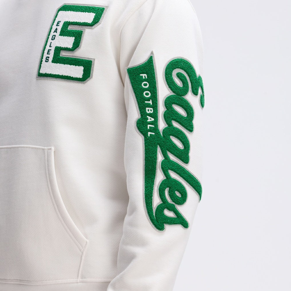 Philadelphia Eagles IconicFleece Letterman Hoodie Oatmeal