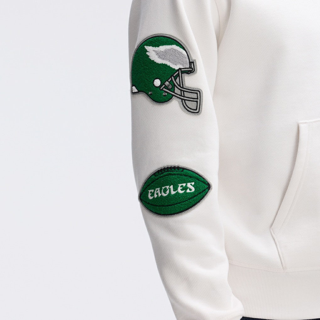 Philadelphia Eagles IconicFleece Letterman Hoodie Oatmeal