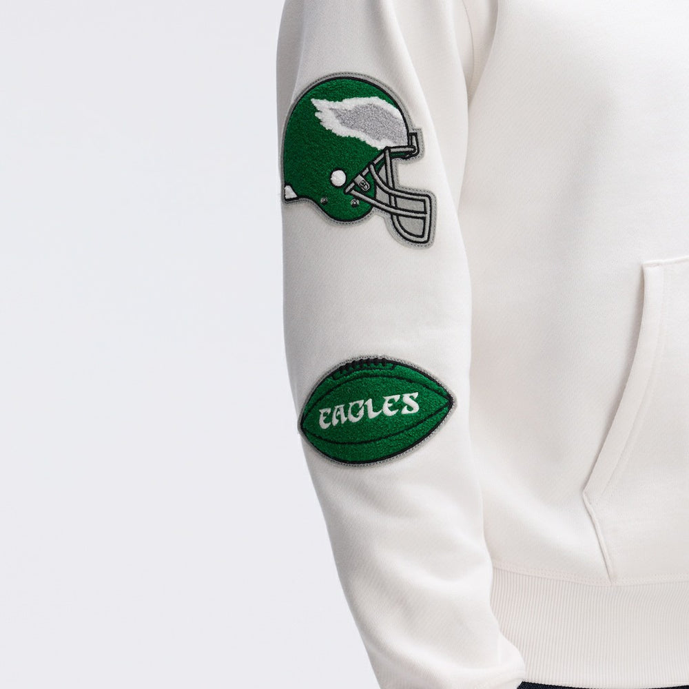 Philadelphia Eagles IconicFleece Letterman Hoodie Oatmeal