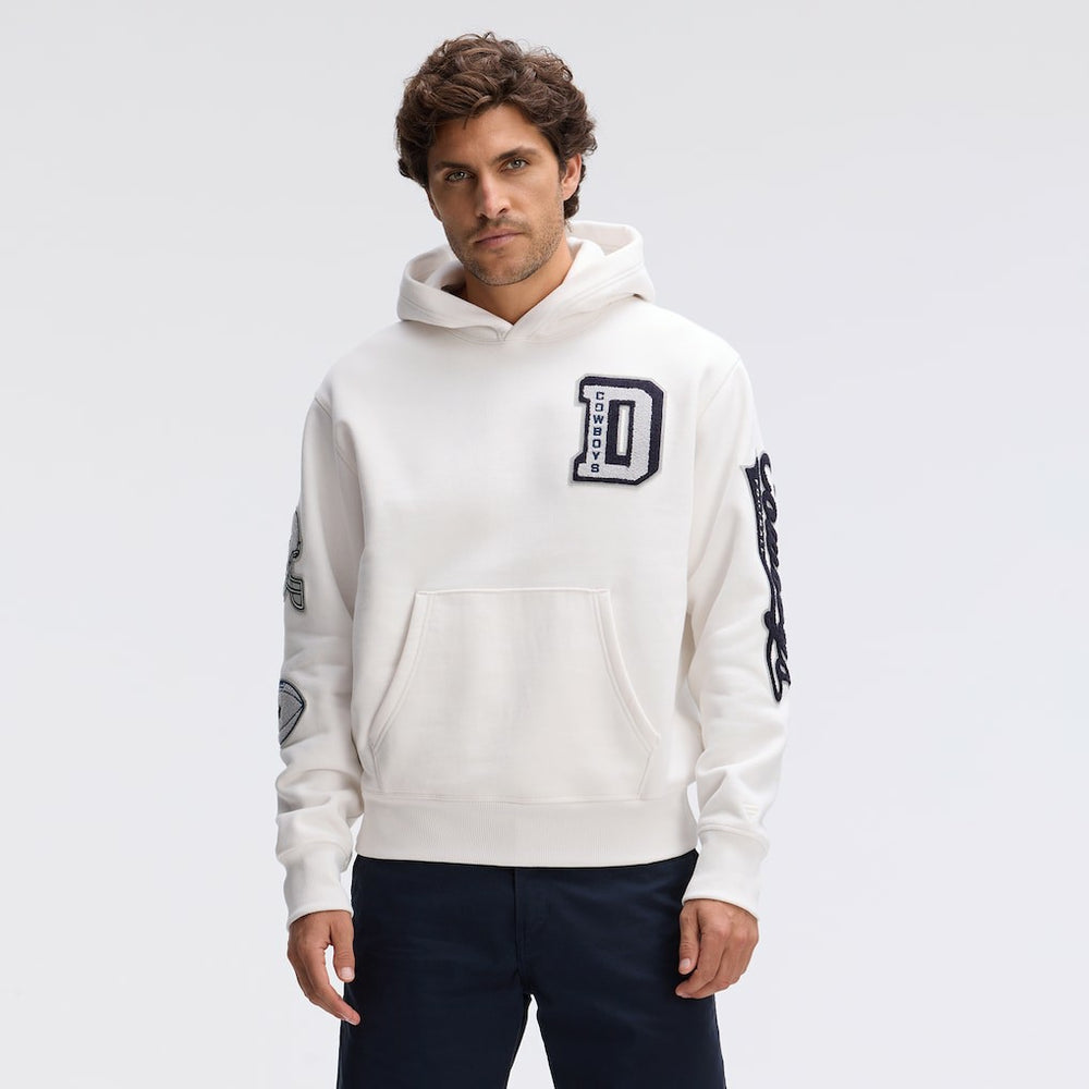 Dallas Cowboys IconicFleece Letterman Hoodie Oatmeal