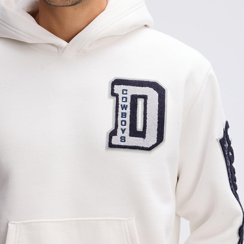 Dallas Cowboys IconicFleece Letterman Hoodie Oatmeal