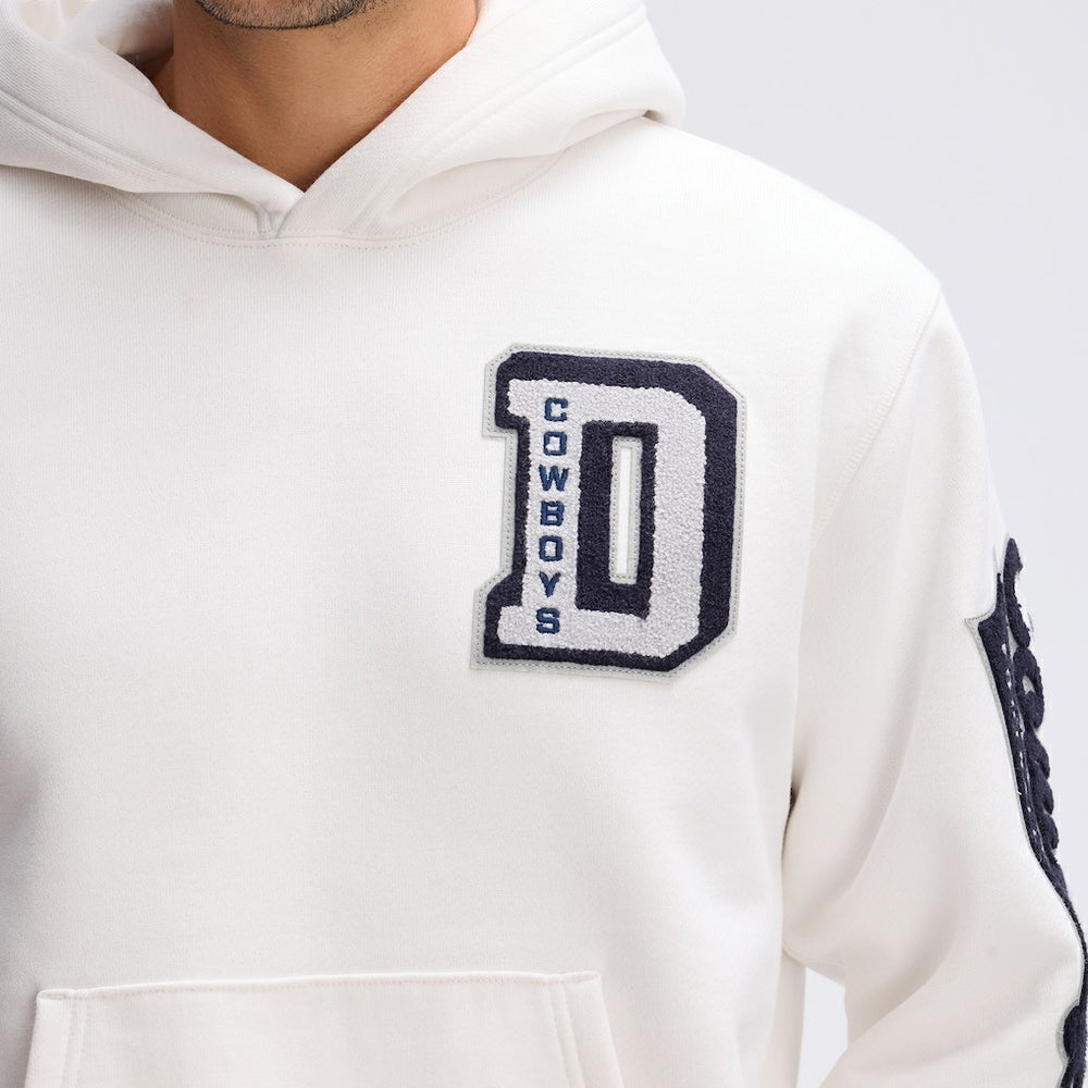 Dallas Cowboys IconicFleece Letterman Hoodie Oatmeal
