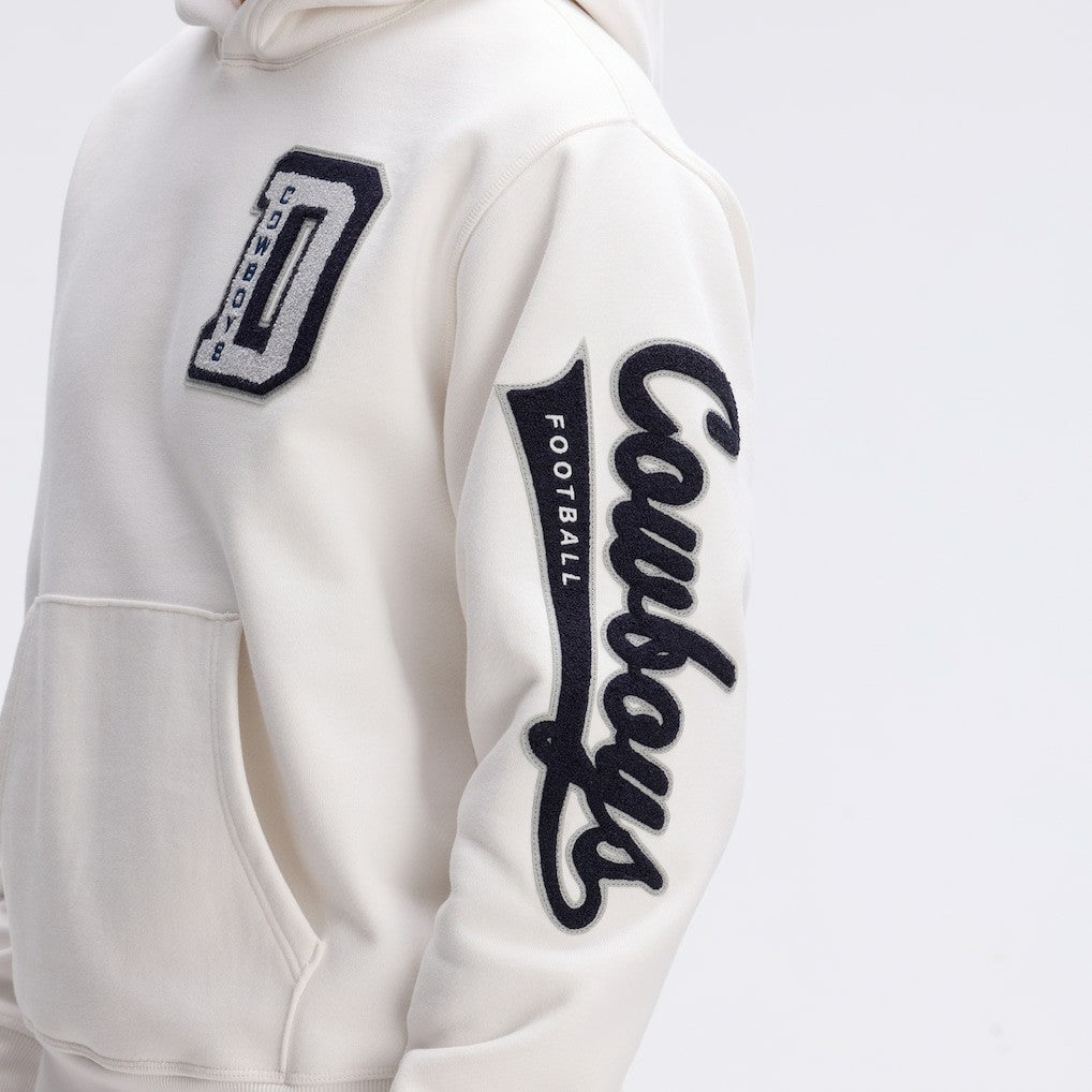 Dallas Cowboys IconicFleece Letterman Hoodie Oatmeal