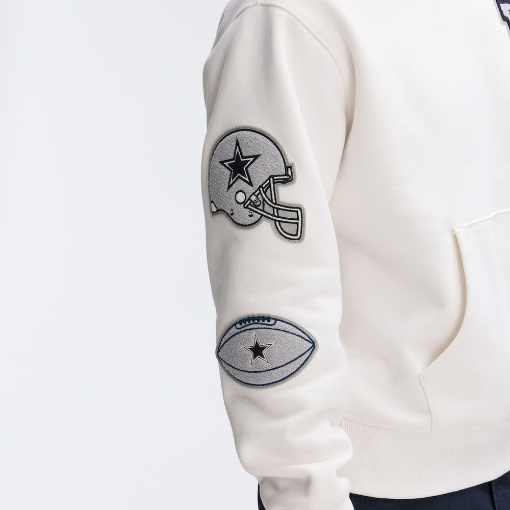 Dallas Cowboys IconicFleece Letterman Hoodie Oatmeal