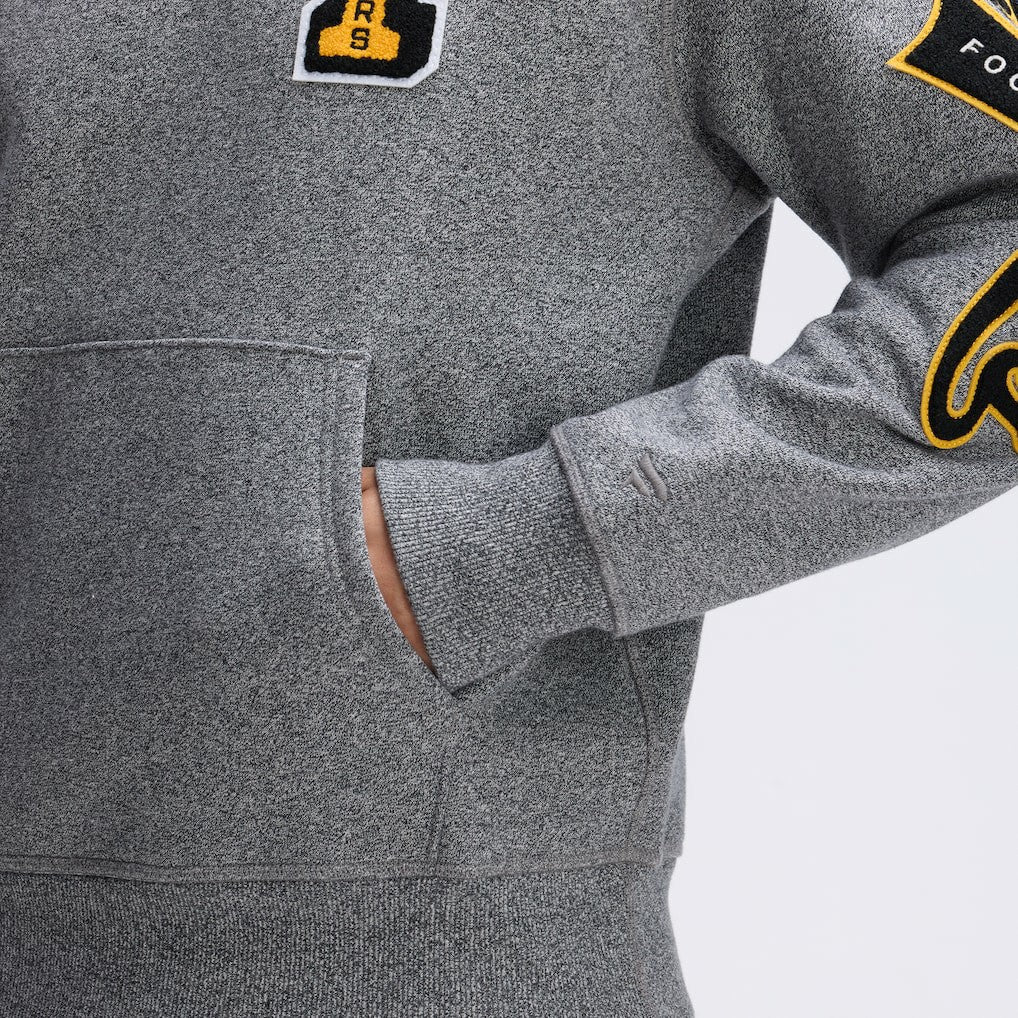 Pittsburgh Steelers IconicFleece Letterman Hoodie Athletic Heather Gray
