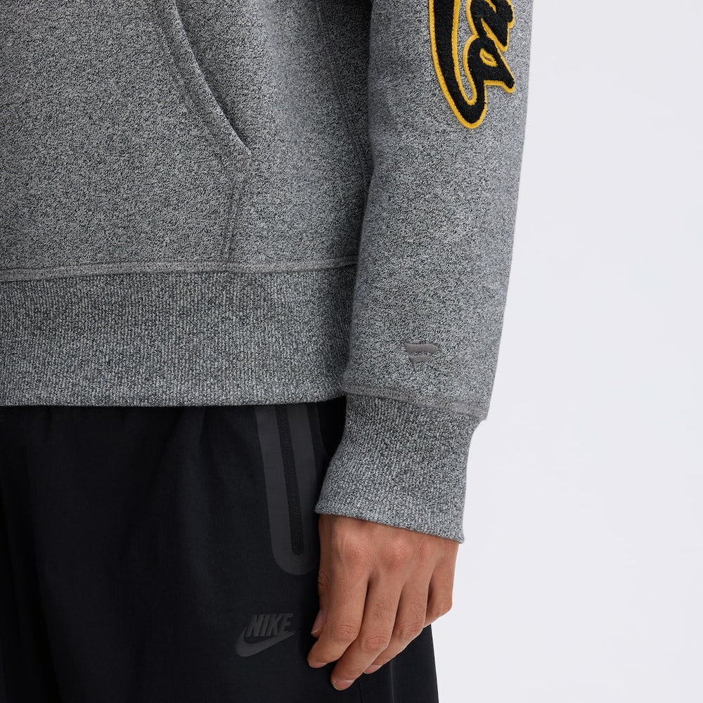 Pittsburgh Steelers IconicFleece Letterman Hoodie Athletic Heather Gray