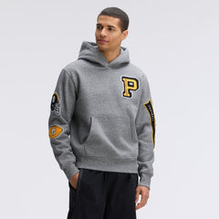 Pittsburgh Steelers IconicFleece Letterman Hoodie Athletic Heather Gray