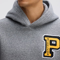 Pittsburgh Steelers IconicFleece Letterman Hoodie Athletic Heather Gray