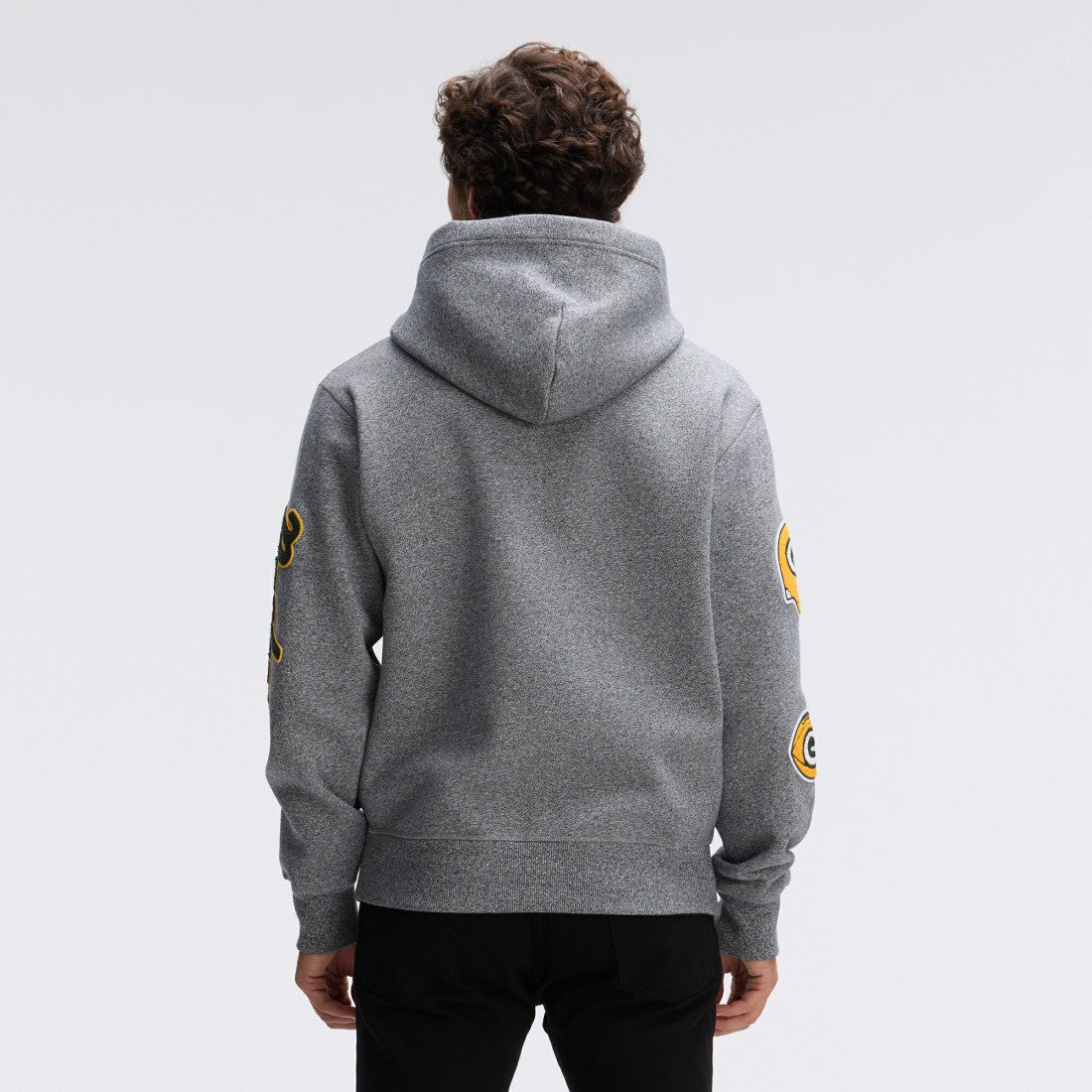 Green Bay Packers IconicFleece Letterman Hoodie Athletic Heather Gray