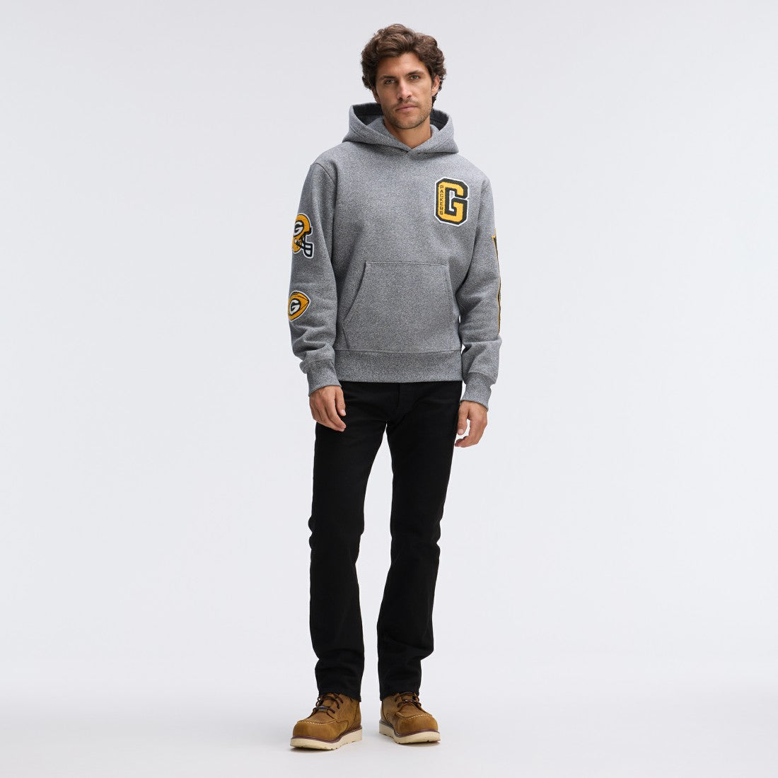 Green Bay Packers IconicFleece Letterman Hoodie Athletic Heather Gray