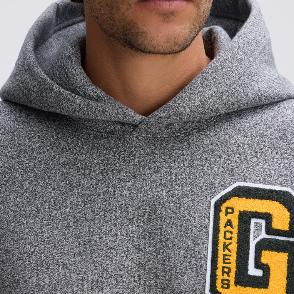 Green Bay Packers IconicFleece Letterman Hoodie Athletic Heather Gray