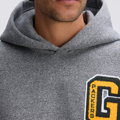 Green Bay Packers IconicFleece Letterman Hoodie Athletic Heather Gray
