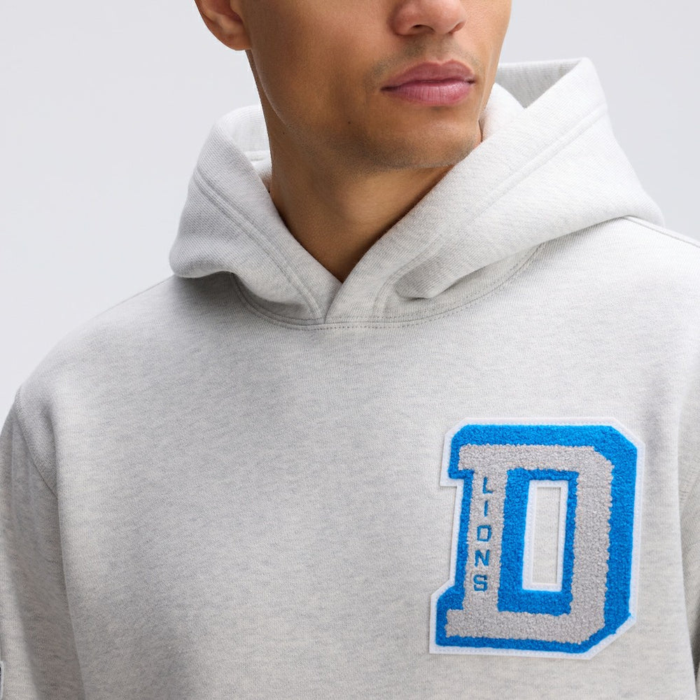 Detroit Lions IconicFleece Letterman Hoodie Heather Gray