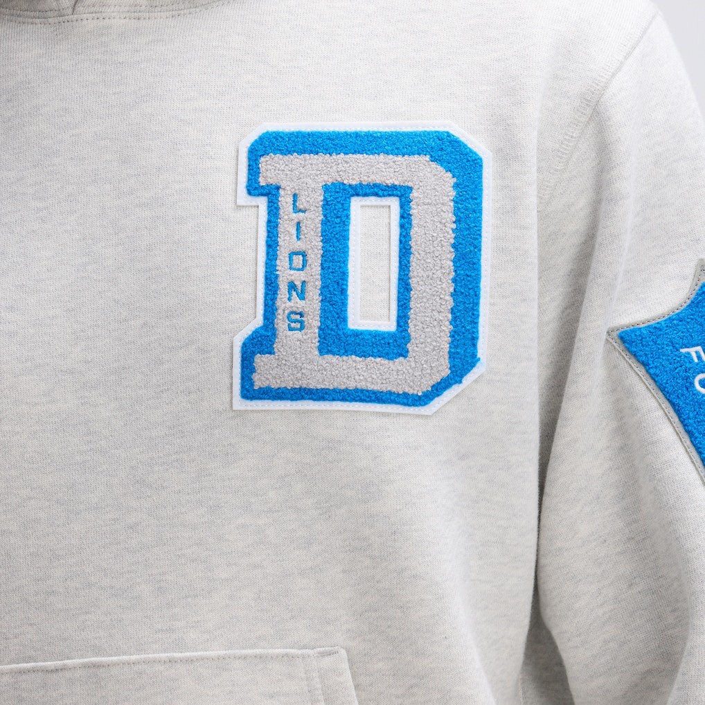 Detroit Lions IconicFleece Letterman Hoodie Heather Gray