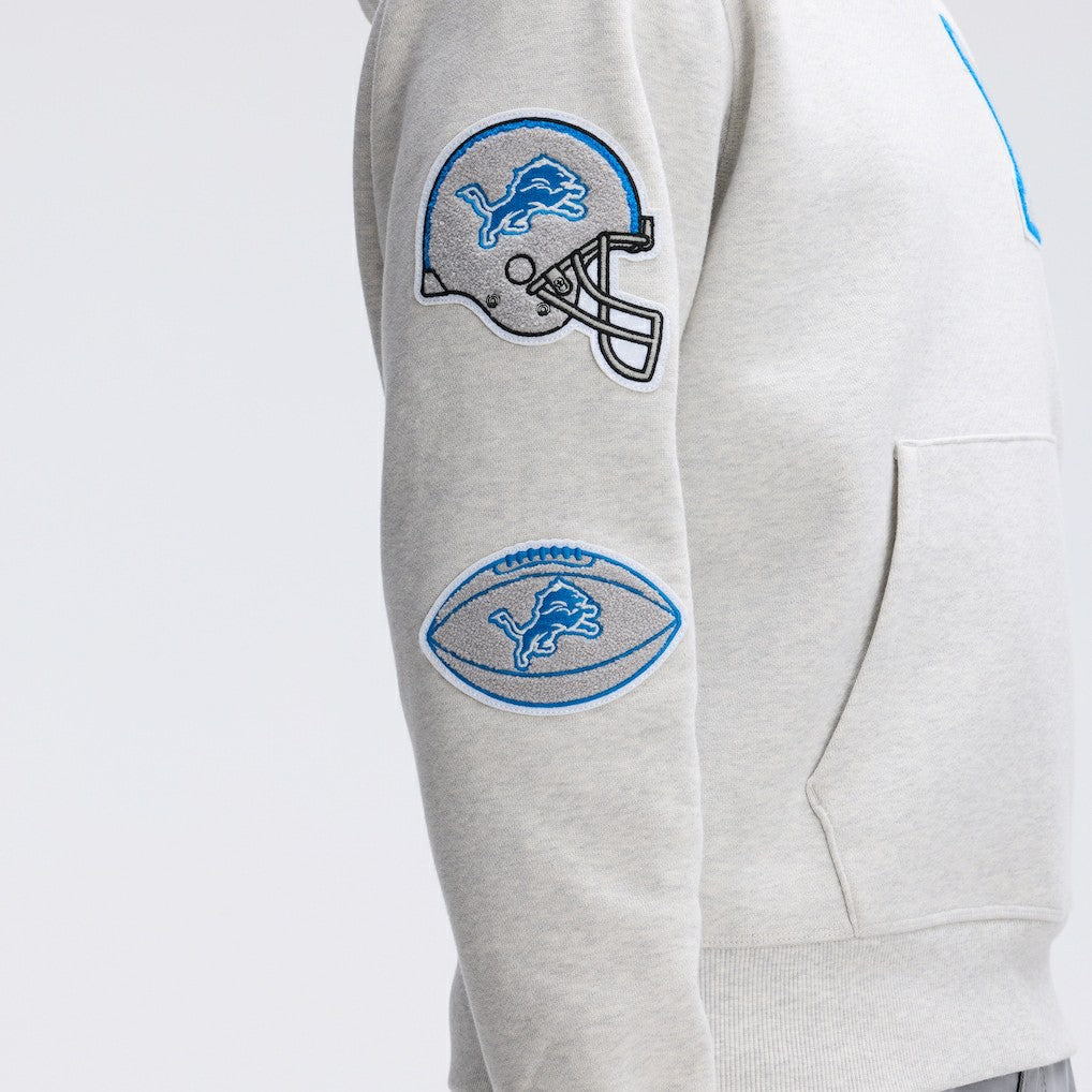 Detroit Lions IconicFleece Letterman Hoodie Heather Gray