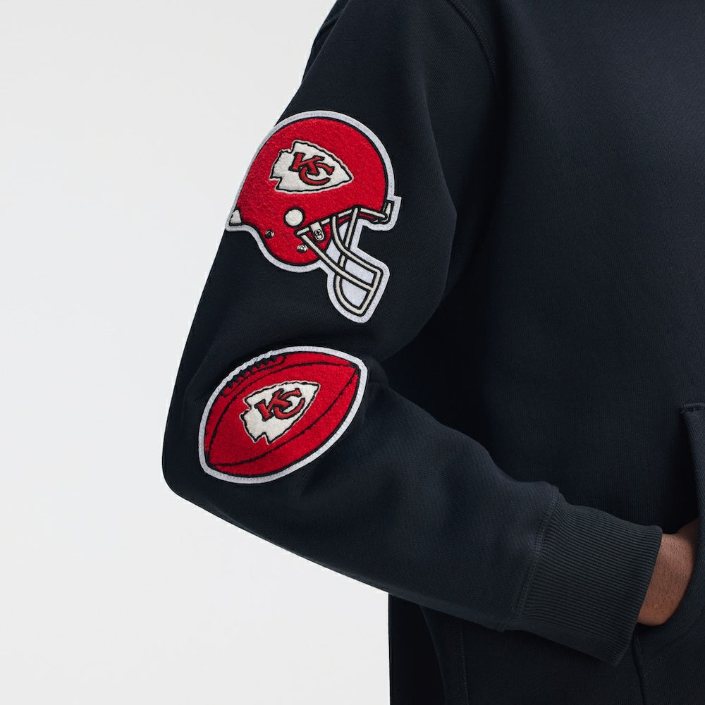 Kansas City Chiefs IconicFleece Letterman Hoodie Black
