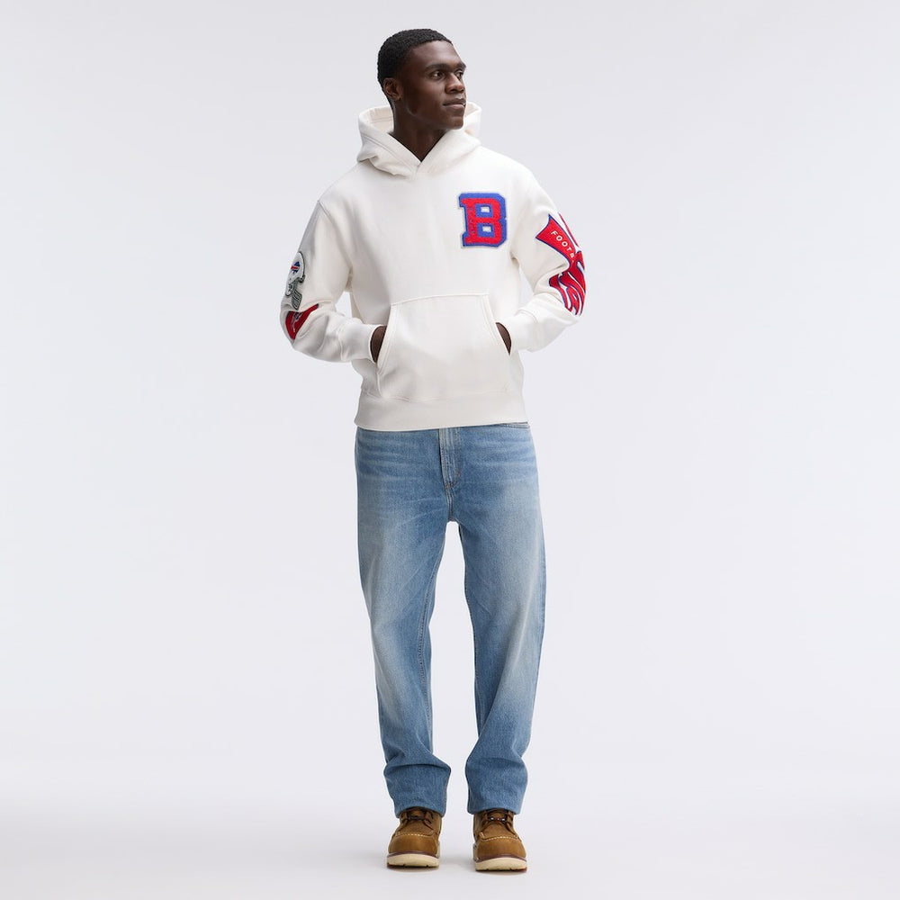 Buffalo Bills IconicFleece Letterman Hoodie Oatmeal