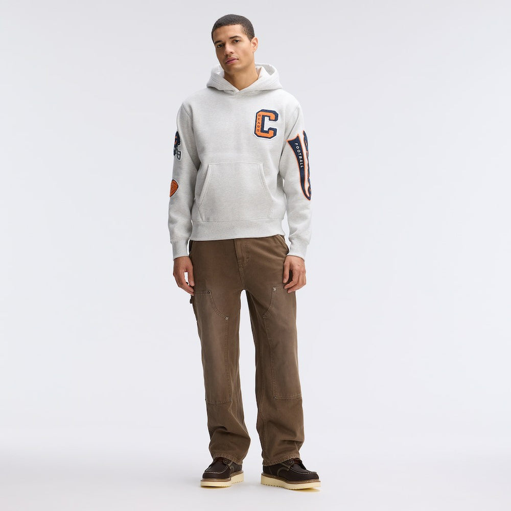 Chicago Bears IconicFleece Letterman Hoodie Heather Gray