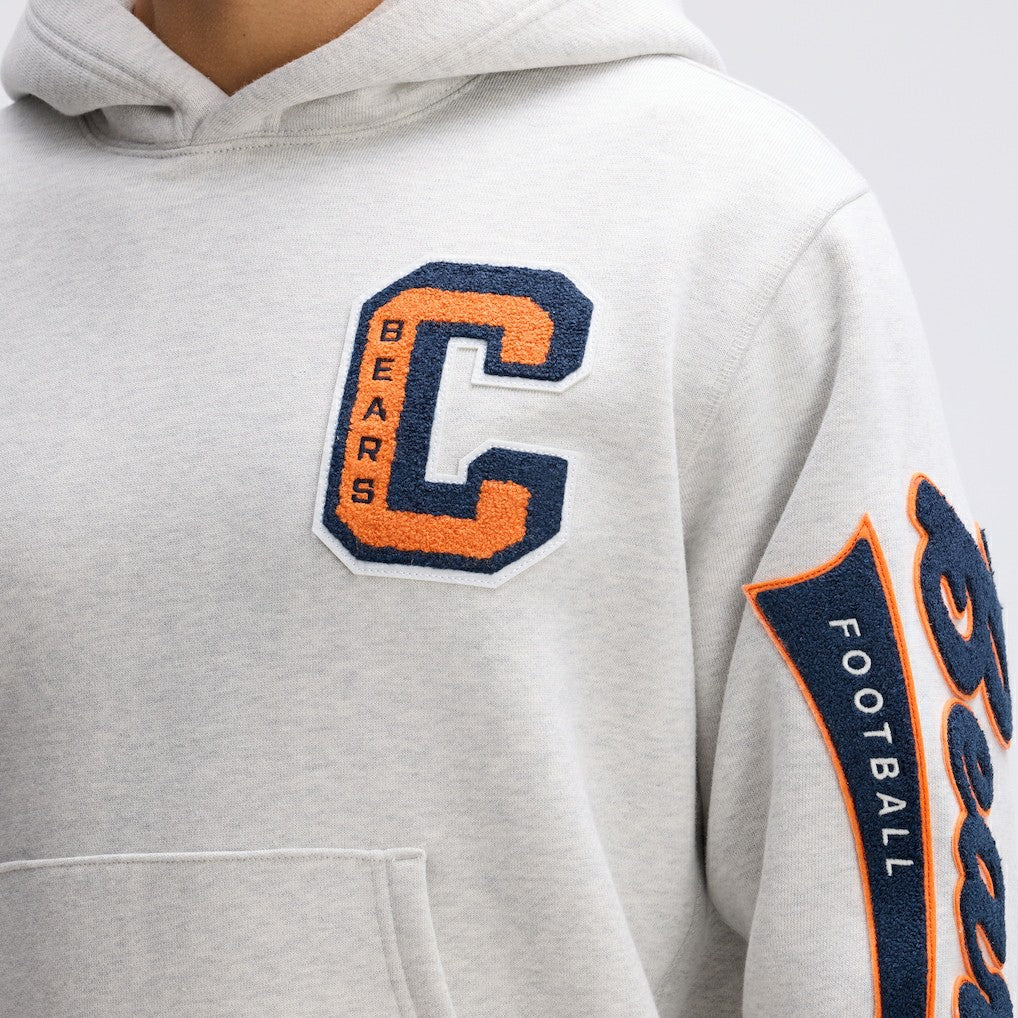 Chicago Bears IconicFleece Letterman Hoodie Heather Gray