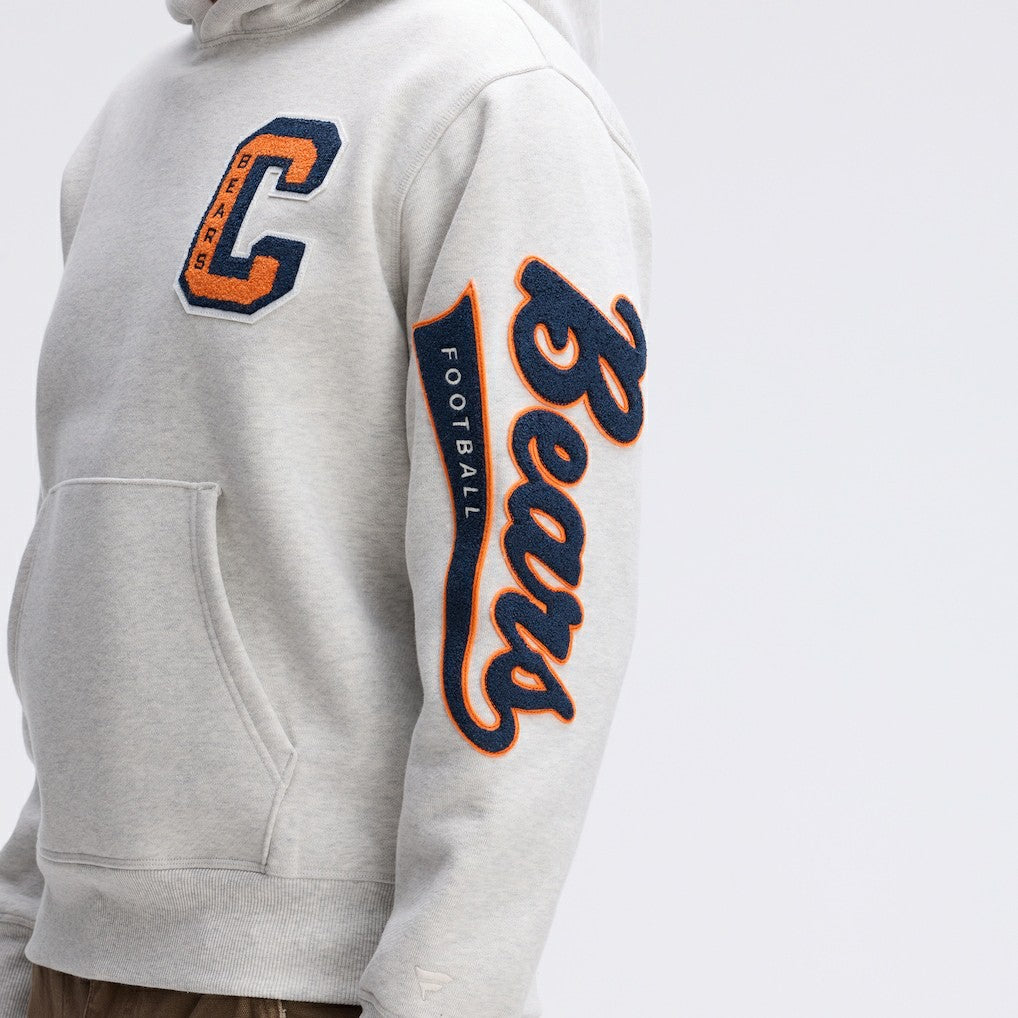 Chicago Bears IconicFleece Letterman Hoodie Heather Gray
