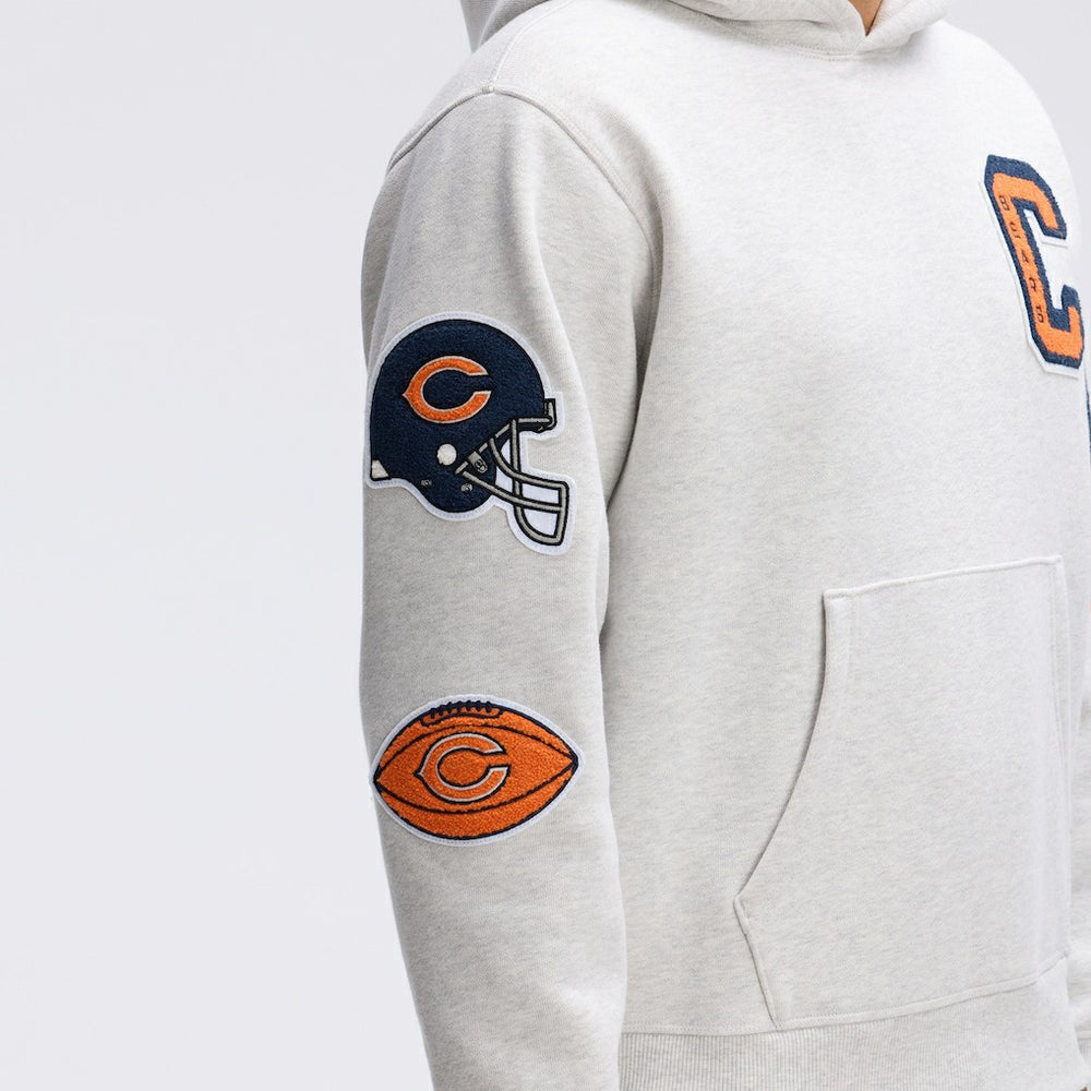 Chicago Bears IconicFleece Letterman Hoodie Heather Gray