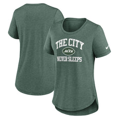 New York Jets Women's The City Never Sleeps Tri-Blend T-Shirt Heather Green