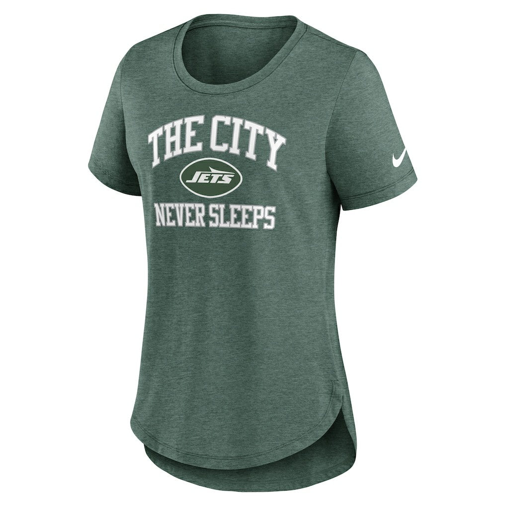 New York Jets Women's The City Never Sleeps Tri-Blend T-Shirt Heather Green