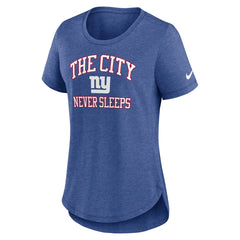 New York Giants Women's The City Never Sleeps Tri-Blend T-Shirt Heather Blue