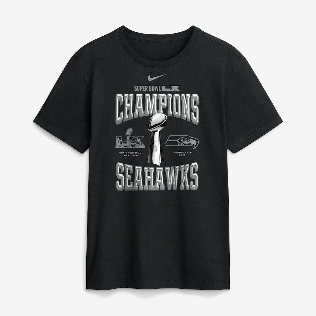 Seattle Seahawks Super Bowl LX Champions Locker Room Trophy Collection Replica T-Shirt Black