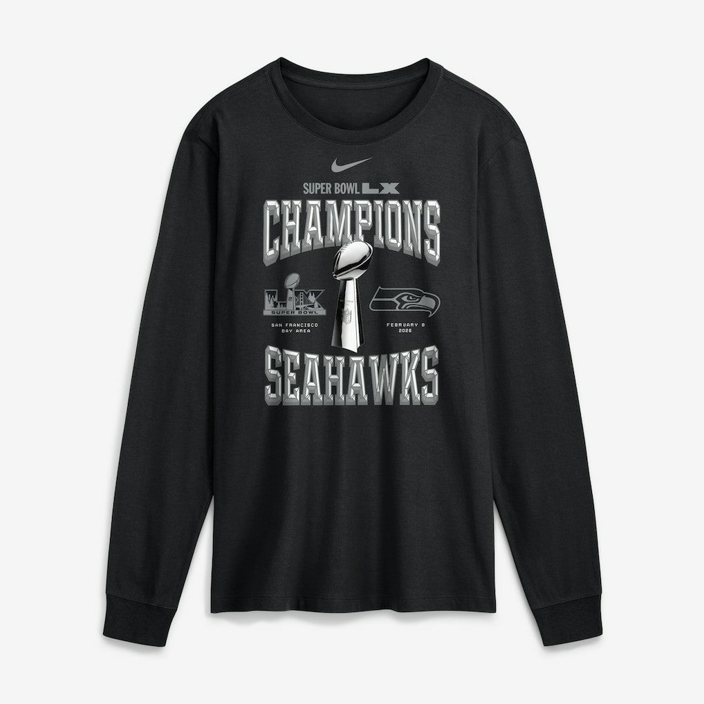 Seattle Seahawks Super Bowl LX Champions Locker Room Trophy Collection Long Sleeve T-Shirt Black
