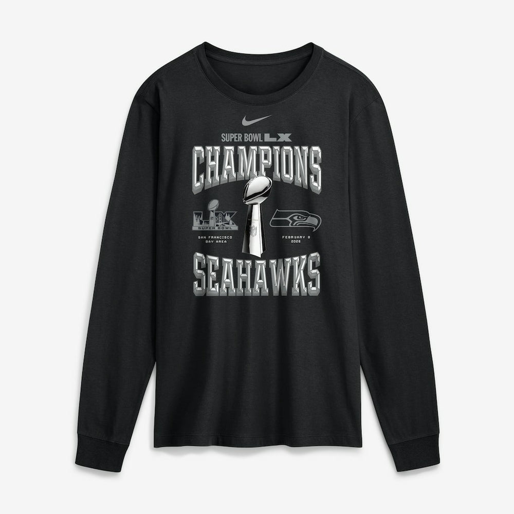 Seattle Seahawks Super Bowl LX Champions Locker Room Trophy Collection Long Sleeve T-Shirt Black