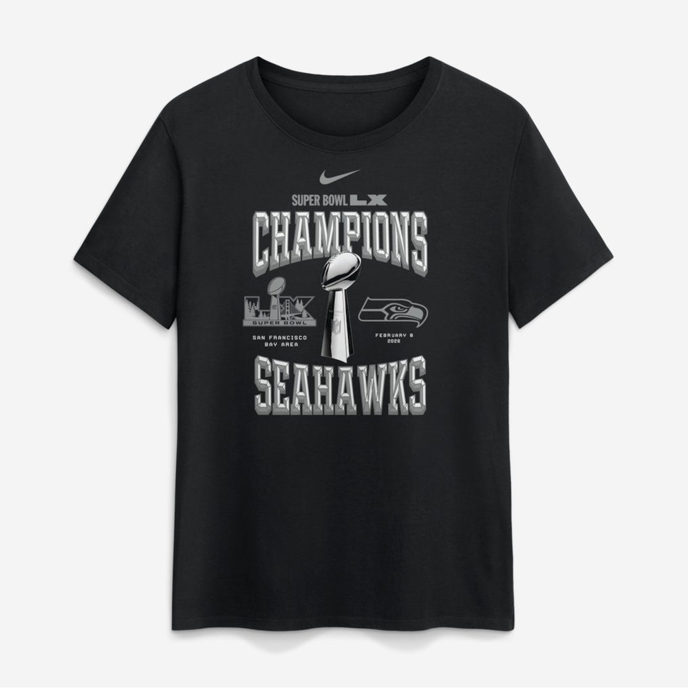 Seattle Seahawks Women's Super Bowl LX Champions Locker Room Trophy Collection T-Shirt Black
